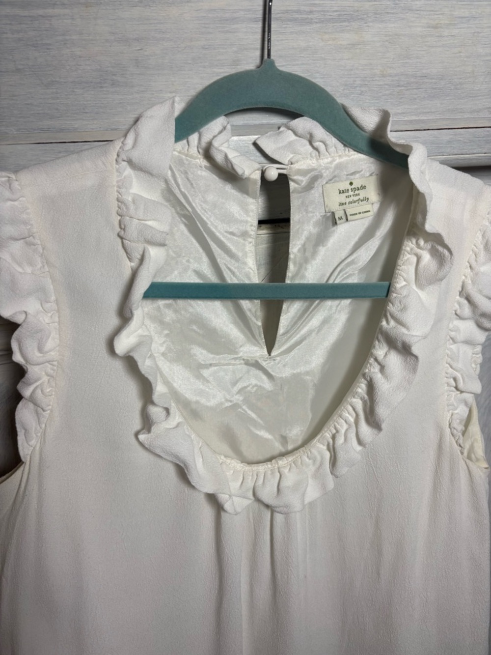 Kate Spade White Ruffle Sleeveless Blouse Preppy Twee Neutral Office - Picture 3 of 6